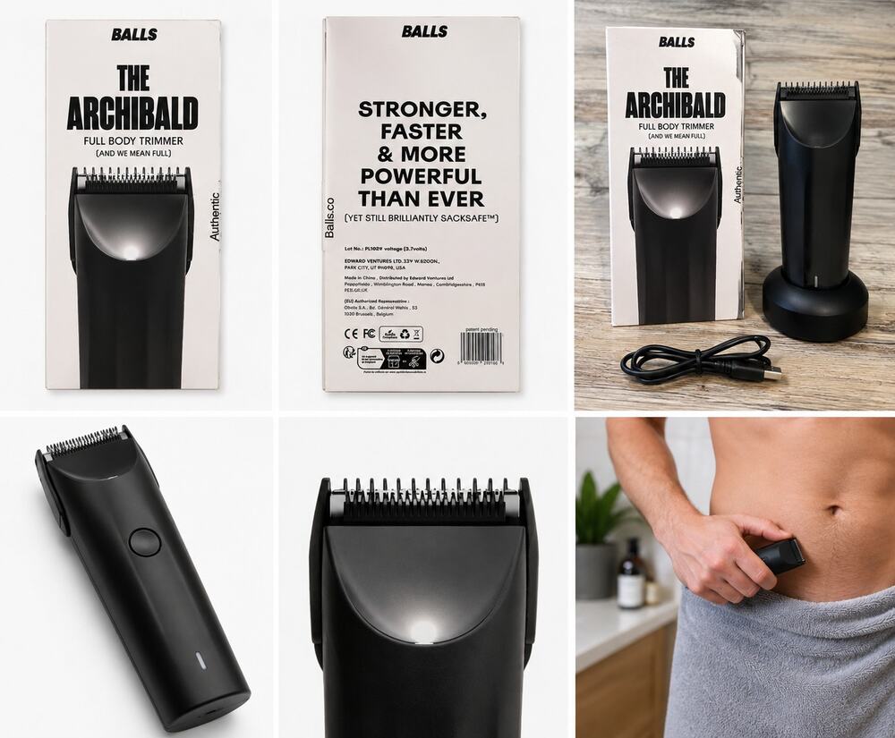 BALLS The Archibald Full Body Trimmer Rechargeable Black Personal Groomer